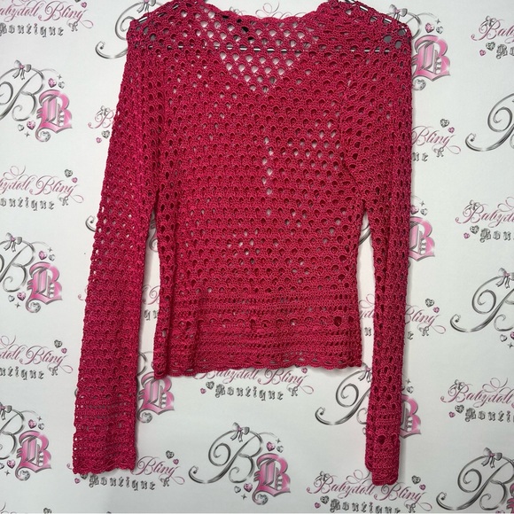 Hawaii cardigan pink mesh crochet button up stunning beach vibes beach bum 🏝️ - Picture 9 of 11